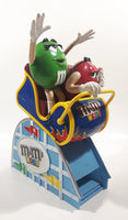 M & M's World Roller Coaster Ride Green and Red Character 10 1/2" Tall Plastic Candy Dispenser