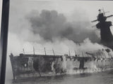 1939 WWII Battle of the River Plate Montevideo Harbour Uruguagy Admiral Graf Spee Panzerschiff KMS German Battleship Cruiser Naval Vessel 9 1/2" x 15 3/4" Framed Black and White Photo Print