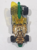2010 Hot Wheels Insectirides Draggin' Tail Green and Chrome Gold Die Cast Toy Car Vehicle Busted Wing