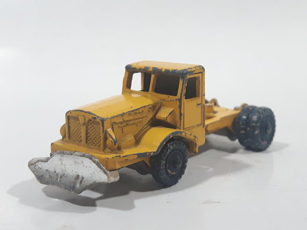 Vintage Husky Aveling Barford Dump Truck Snow Plow Yellow Die Cast Toy Car Vehicle Busted Plow