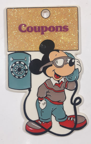 Monogram Products The Walt Disney Co. Mickey Mouse Talking On The Telephone "Coupons" Plastic Fridge Magnet