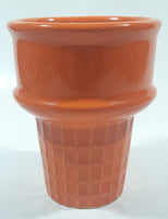 Rare Reese's Peanut Butter Cups Orange Ice Cream Cone Shaped 4 1/2" Tall Embossed Ceramic Snack Cup