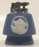 Vintage Wedgewood Jasperware Blue With White Cameo of Tall Sailing Ship 3 1/4" Tall Gas Table Lighter