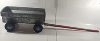 Vintage Galvanized Metal Red and Green Painted Wood Hand Made Toy Wagon
