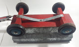 Vintage Galvanized Metal Red and Green Painted Wood Hand Made Toy Wagon