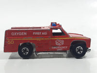 1978 Hot Wheels Emergency Squad Rescue Ranger Red Fire Truck Die Cast Toy Car Vehicle - BW - Blue Lights - Hong Kong