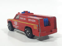 1978 Hot Wheels Emergency Squad Rescue Ranger Red Fire Truck Die Cast Toy Car Vehicle - BW - Blue Lights - Hong Kong