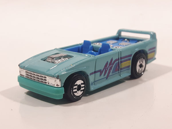 1990 Hot Wheels New Castings Mini Truck Turquoise Light Blue Die Cast Toy Car Vehicle