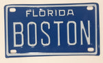 Unique Florida Boston White Letters Blue Miniature 2 1/4" x 4" Metal Vehicle License Plate Tag