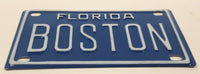 Unique Florida Boston White Letters Blue Miniature 2 1/4" x 4" Metal Vehicle License Plate Tag