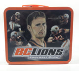 2003 CFL BC Lions Football Team 50 Seasons Est 1953 Dave Dickenson Quarterback Jason Clermont Slotback Orange and White Tin Metal Lunch Box