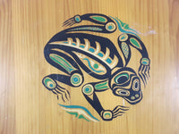 Panorama Products "Story of the Frog" Pacific North West Aboriginal Art Handcrafted 13 7/8" Round Western Red Cedar Wood Plaque