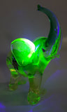 Vintage Giftcraft Made in Italy Clear Blue Green Elephant 6 1/2" Tall Vaseline Uranium Art Glass Ornament
