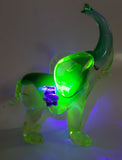 Vintage Giftcraft Made in Italy Clear Blue Green Elephant 6 1/2" Tall Vaseline Uranium Art Glass Ornament