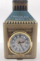 Vintage Walkers Chocolates of London Chocolate Mints Green and Golden Clock Tin Metal Container