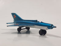 Vintage 1973 Lesney Matchbox Sky Busters SB-6 MIG 21 Fighter Jet Airplane Metallic Blue Die Cast Toy Aircraft