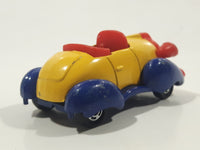 Vintage Tomy Tomica Walt Disney Productions No. 55-56 Donald Duck's Car Yellow Blue Red  Die Cast Toy Car Vehicle