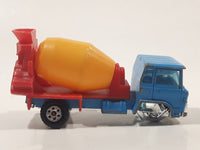 Vintage Yatming Cement Mixer Truck Blue with Yellow Mixing Barrel and Red Frame Die Cast Toy Car Vehicle
