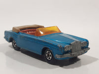 Vintage 1969 Lesney Matchbox Series No. 69 Rolls Royce Silver Shadow Coupe Convertible Aqua Blue Die Cast Toy Car Vehicle With Opening Trunk