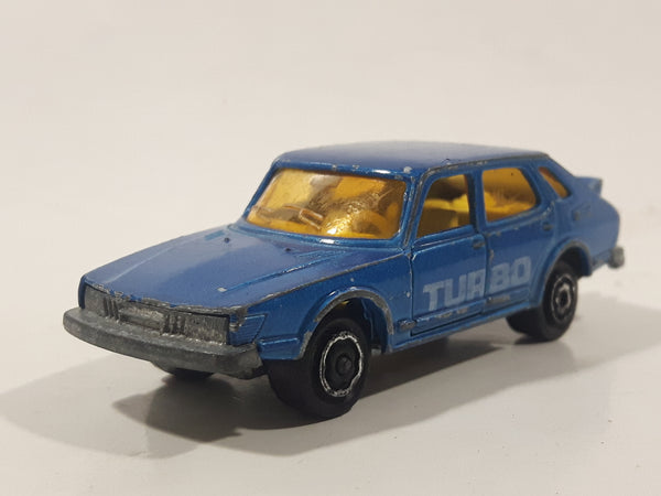 Vintage Majorette No. 284 Saab Turbo Blue 1/62 Scale Die Cast Toy Car Vehicle with Opening Doors