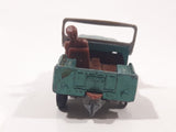 Vintage Husky Models Jeep with Brown Driver Green Die Cast Toy Car Vehicle with Flip Down Windshield Frame