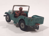 Vintage Husky Models Jeep with Brown Driver Green Die Cast Toy Car Vehicle with Flip Down Windshield Frame