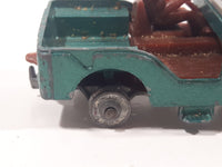 Vintage Husky Models Jeep with Brown Driver Green Die Cast Toy Car Vehicle with Flip Down Windshield Frame