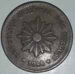 1944 Uruguay 5 Centesimos Copper Metal Coin