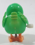 Hans Green Bird Wind Up 2" Tall Plastic Toy Figure