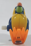 Hans Blue and Yellow Toucan Bird Wind Up 1 5/8" Tall Plastic Toy Figure