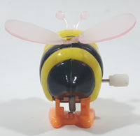 Hans Yellow Bumble Bee Wind Up 2 1/8" Tall Plastic Toy Figure