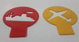 Vintage Yellow Airplane and Red Battleship Plastic Toy Stencils Set of 2 Made in Hong Kong