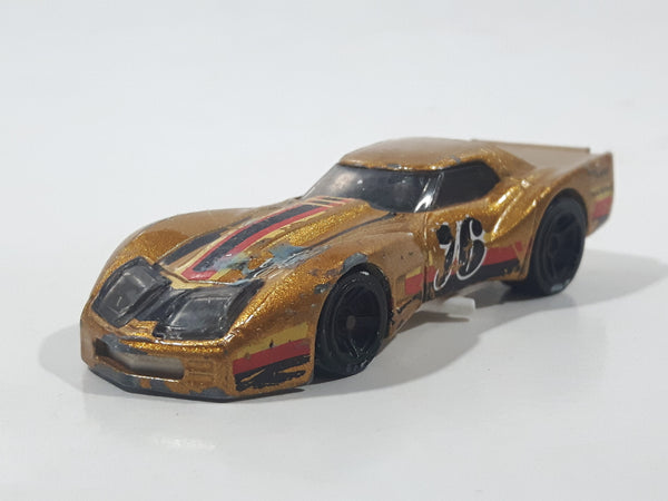 2020 Hot Wheels HW Race Way '76 Greenwood Corvette Metalflake Gold Die Cast Toy Car Vehicle