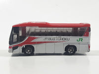 2005 Tomy Tomica No. 101 Hino S'elega Double Decker Tour Bus JR Bus Tohoku White and Red 1/156 Scale Die Cast Toy Car Vehicle