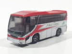 2005 Tomy Tomica No. 101 Hino S'elega Double Decker Tour Bus JR Bus Tohoku White and Red 1/156 Scale Die Cast Toy Car Vehicle