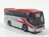 2005 Tomy Tomica No. 101 Hino S'elega Double Decker Tour Bus JR Bus Tohoku White and Red 1/156 Scale Die Cast Toy Car Vehicle