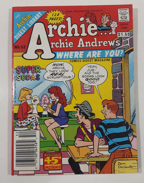 1987 The Archie Digest Library No. 52 Archie Andrews Where Are You? Magazine Comic Book 45th Anniversary