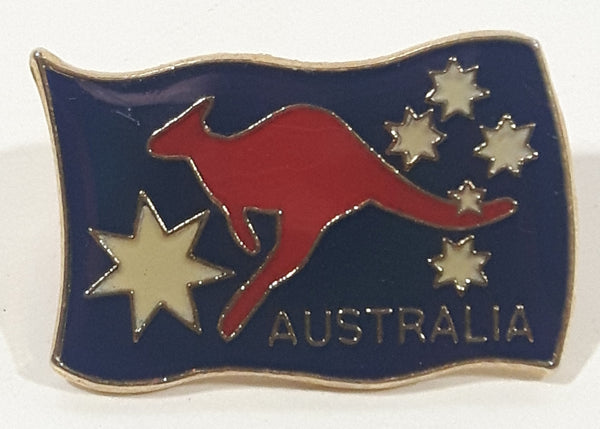 Australia Kangaroo and Stars Waving Flag Style Enamel Metal Lapel Pin