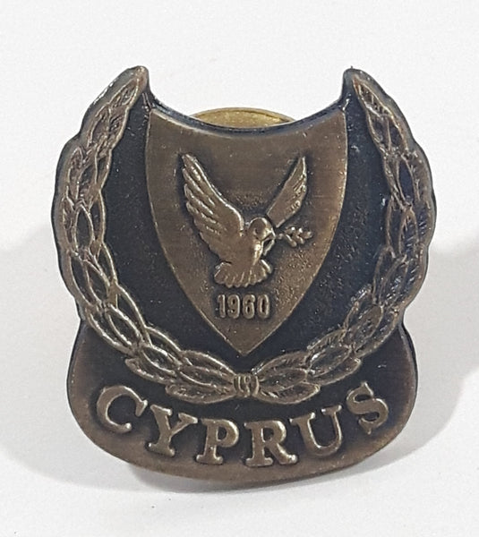 1960 Cyprus Coat of Arms Laurel Wreath with Dove and Olive Branch Metal Lapel Pin