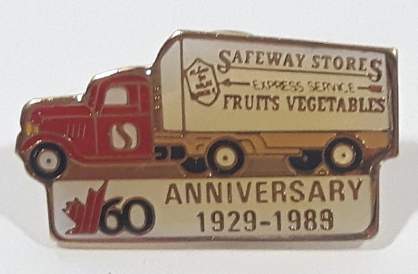 1929 to 1989 Safeway 60th Anniversary Fruits Vegetables Semi Truck Themed Enamel Metal Lapel Pin