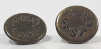 Vintage Hold Fast 5/8" Brass Metal Clothing Button Set of 2