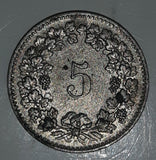 Vintage 1962 Switzerland 5 Rappen 5/8" Metal Coin