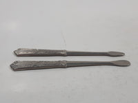 Antique Miniature 3 1/2" Long Silver Snuff Spoon Set of 2