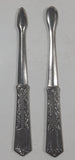 Antique Miniature 3 1/2" Long Silver Snuff Spoon Set of 2