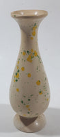 Vintage Green and Yellow Speckled 6 1/8" Tall Cream Colored Ceramic Pedestal Bud Vase