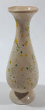 Vintage Green and Yellow Speckled 6 1/8" Tall Cream Colored Ceramic Pedestal Bud Vase