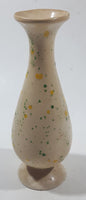 Vintage Green and Yellow Speckled 6 1/8" Tall Cream Colored Ceramic Pedestal Bud Vase