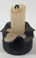 Black Ruffled 1 1/4" Tall Tin Metal Candlestick Holder