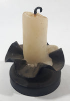 Black Ruffled 1 1/4" Tall Tin Metal Candlestick Holder