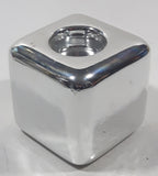 Cube Shape Chrome 3" Tall Ceramic Tea Light Candle Holder